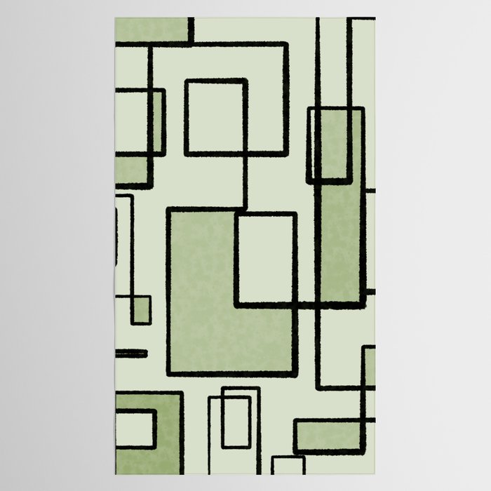 Piet Composition  Sage Green - Mid-Century Modern Minimalist Geometric Abstract  Tablecloth Gallery Image 2