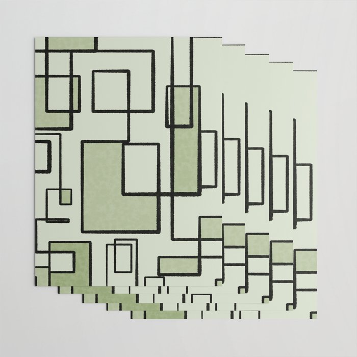 Piet Composition  Sage Green - Mid-Century Modern Minimalist Geometric Abstract  Wrapping Paper Gallery Image 3
