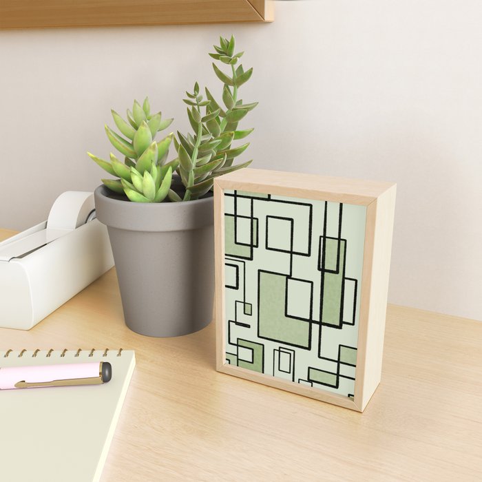 Piet Composition  Sage Green - Mid-Century Modern Minimalist Geometric Abstract  Mini Art Print Gallery Image 2