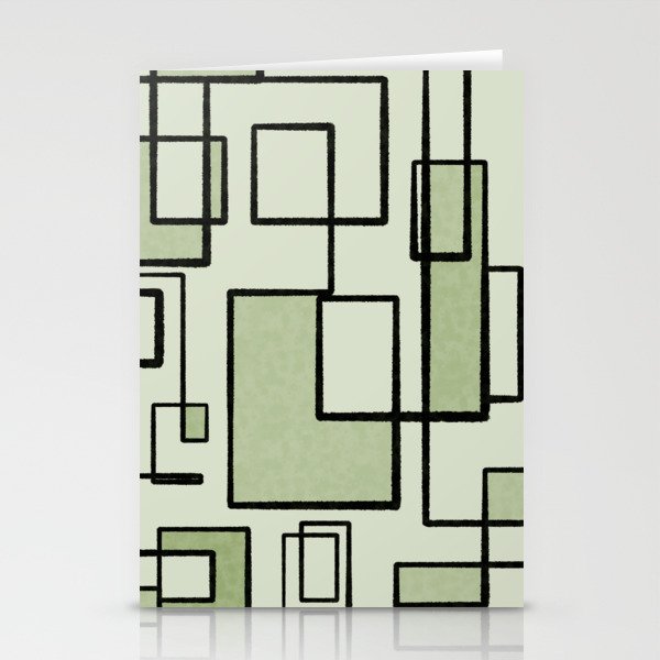Piet Composition  Sage Green - Mid-Century Modern Minimalist Geometric Abstract  Stationery Card Gallery Image 1