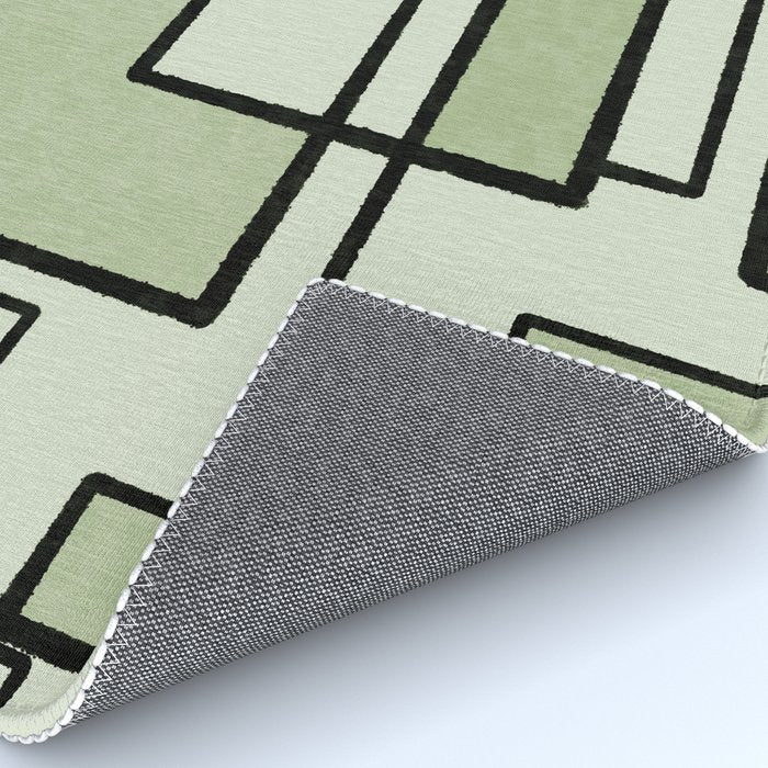 Piet Composition  Sage Green - Mid-Century Modern Minimalist Geometric Abstract  Rug Gallery Image 4