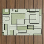 Piet Composition  Sage Green - Mid-Century Modern Minimalist Geometric Abstract  Outdoor Rug Gallery Image 1