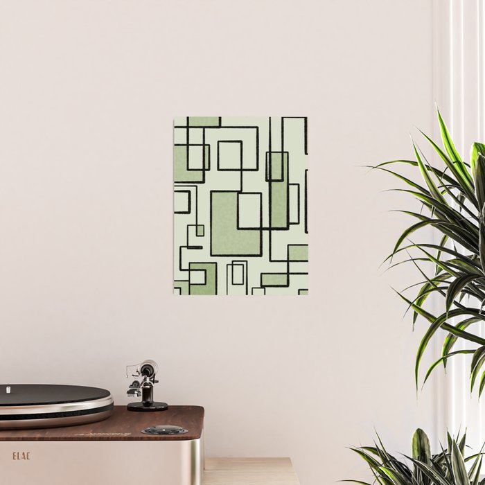 Piet Composition  Sage Green - Mid-Century Modern Minimalist Geometric Abstract  Poster Gallery Image 2