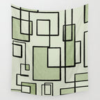 Piet Composition  Sage Green - Mid-Century Modern Minimalist Geometric Abstract  Wall Tapestry Gallery Image 4