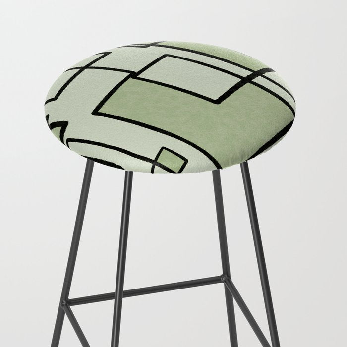 Piet Composition  Sage Green - Mid-Century Modern Minimalist Geometric Abstract  Stool Gallery Image 2