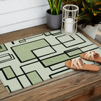 Piet Composition  Sage Green - Mid-Century Modern Minimalist Geometric Abstract  Outdoor Rug Gallery Image 2