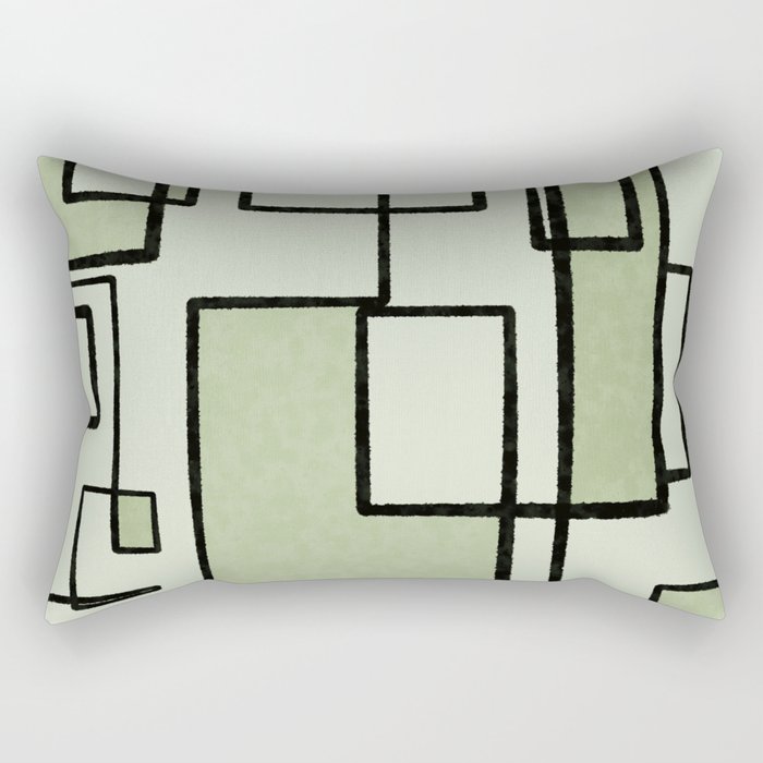 Piet Composition  Sage Green - Mid-Century Modern Minimalist Geometric Abstract  Rectangular Pillow Gallery Image 2