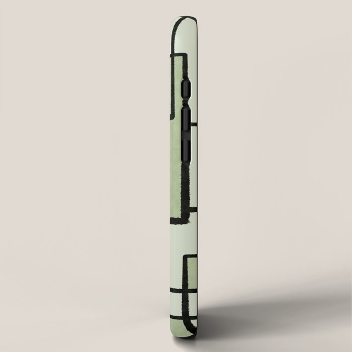 Piet Composition  Sage Green - Mid-Century Modern Minimalist Geometric Abstract  iPhone Case Gallery Image 2