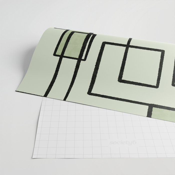 Piet Composition  Sage Green - Mid-Century Modern Minimalist Geometric Abstract  Wrapping Paper Gallery Image 2
