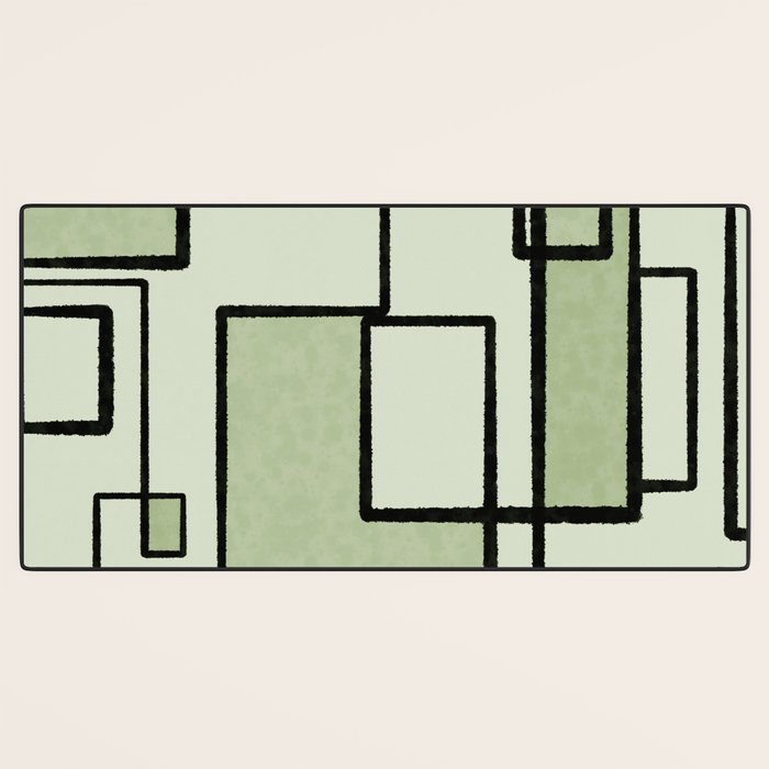 Piet Composition  Sage Green - Mid-Century Modern Minimalist Geometric Abstract  Desk Mat Gallery Image 3