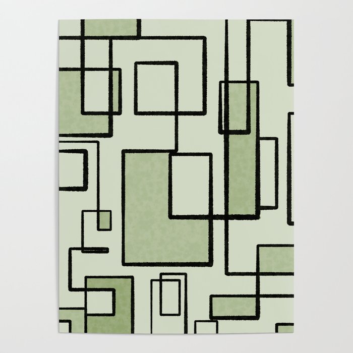 Piet Composition  Sage Green - Mid-Century Modern Minimalist Geometric Abstract  Poster Gallery Image 4