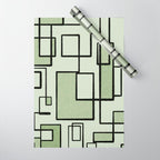 Piet Composition  Sage Green - Mid-Century Modern Minimalist Geometric Abstract  Wrapping Paper Gallery Image 1