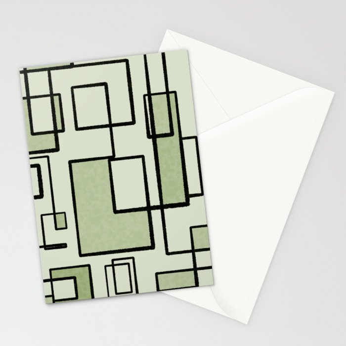 Piet Composition  Sage Green - Mid-Century Modern Minimalist Geometric Abstract  Stationery Card Gallery Image 2