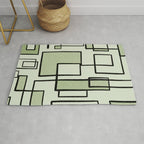 Piet Composition  Sage Green - Mid-Century Modern Minimalist Geometric Abstract  Rug Gallery Image 1