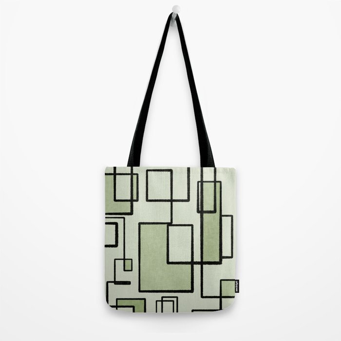 Piet Composition  Sage Green - Mid-Century Modern Minimalist Geometric Abstract  Tote Bag Gallery Image 2