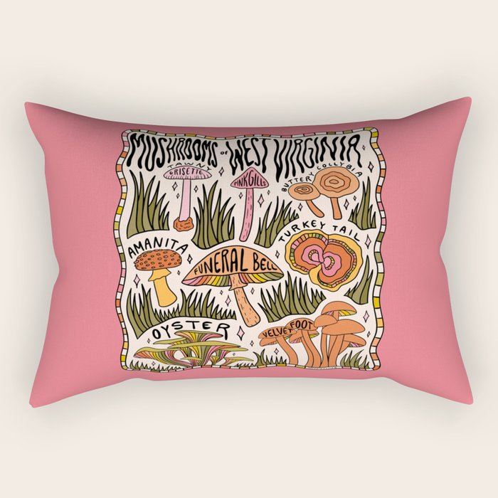 Mushrooms of West Virginia Rectangular Pillow Gallery Image 1