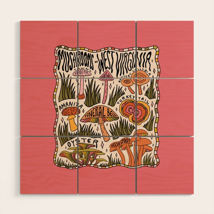 Mushrooms of West Virginia Wood Wall Art Gallery Image 1