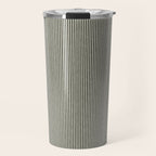 linen textured stripes - olive green Travel Mug Gallery Image 1