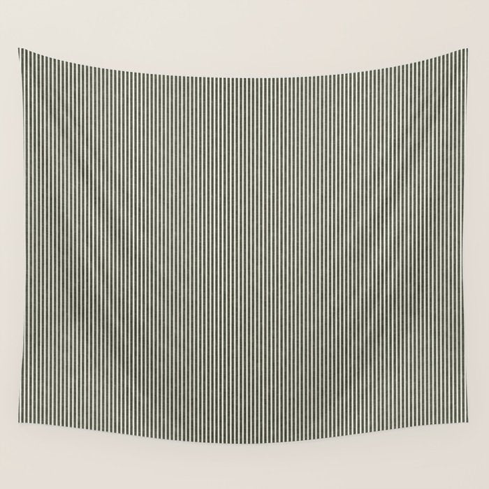 linen textured stripes - olive green Wall Tapestry Gallery Image 4