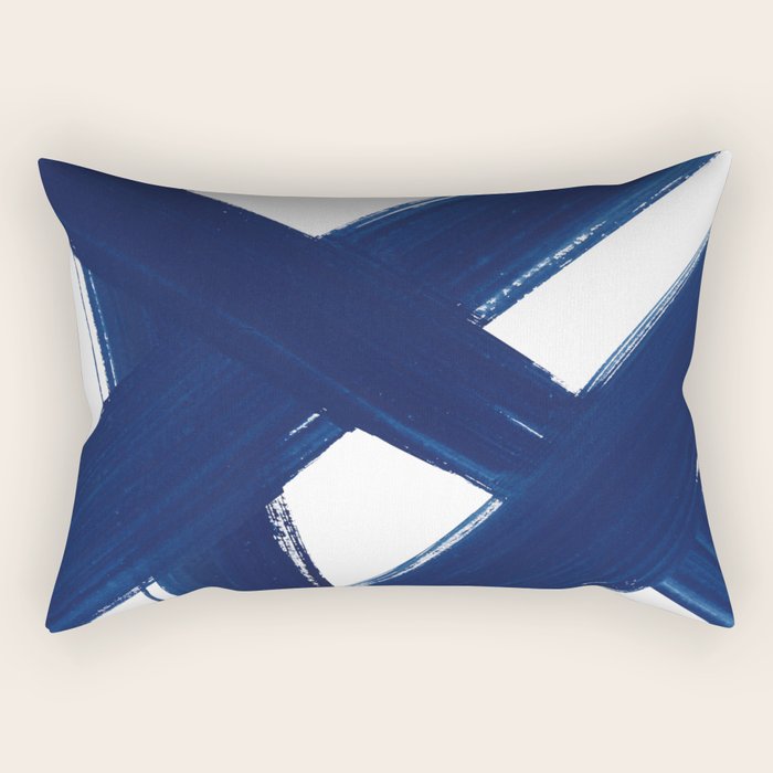 Indigo Abstract Brush Strokes | No. 3 Rectangular Pillow Gallery Image 2