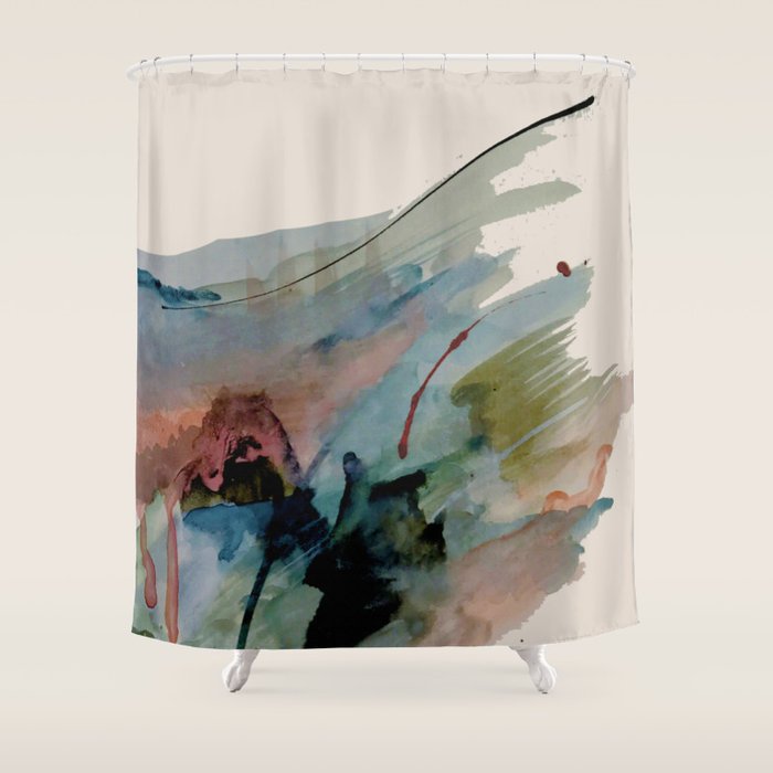 Begin again [2]: an abstract mixed media piece in a variety of colors Shower Curtain Gallery Image 1