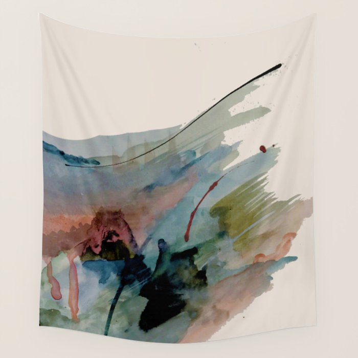 Begin again [2]: an abstract mixed media piece in a variety of colors Wall Tapestry Gallery Image 1