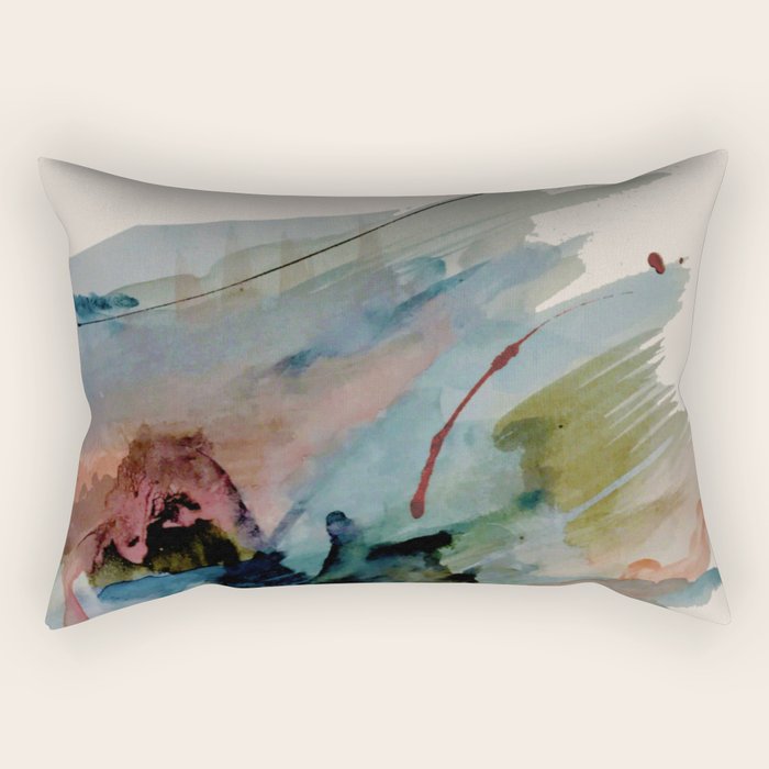 Begin again [2]: an abstract mixed media piece in a variety of colors Rectangular Pillow Gallery Image 2