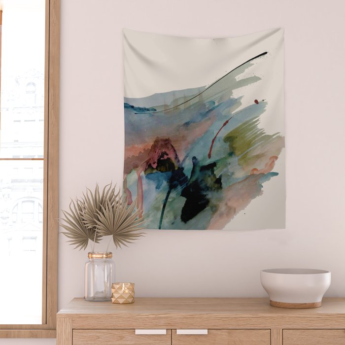 Begin again [2]: an abstract mixed media piece in a variety of colors Wall Tapestry Gallery Image 2