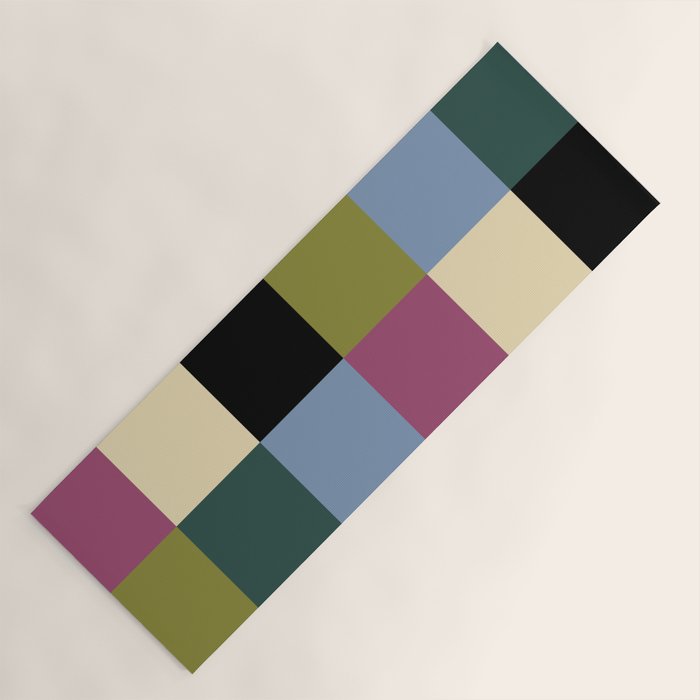 Bold Colorful Checks Pattern - Large I Yoga Mat Gallery Image 1