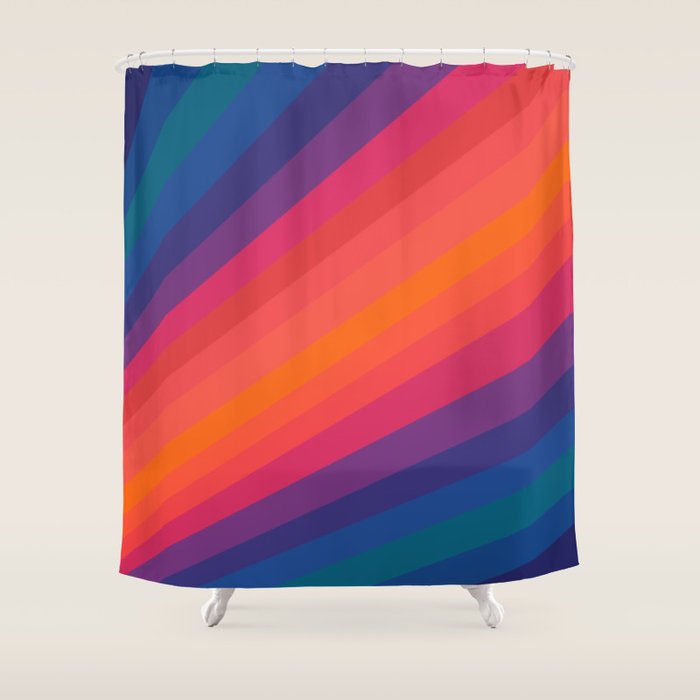Sacred Geometric Stripes: Retro 80s Edition Shower Curtain Gallery Image 1
