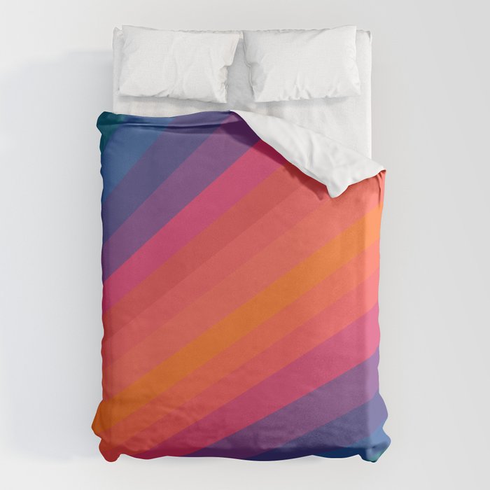 Sacred Geometric Stripes: Retro 80s Edition Duvet Cover Gallery Image 1