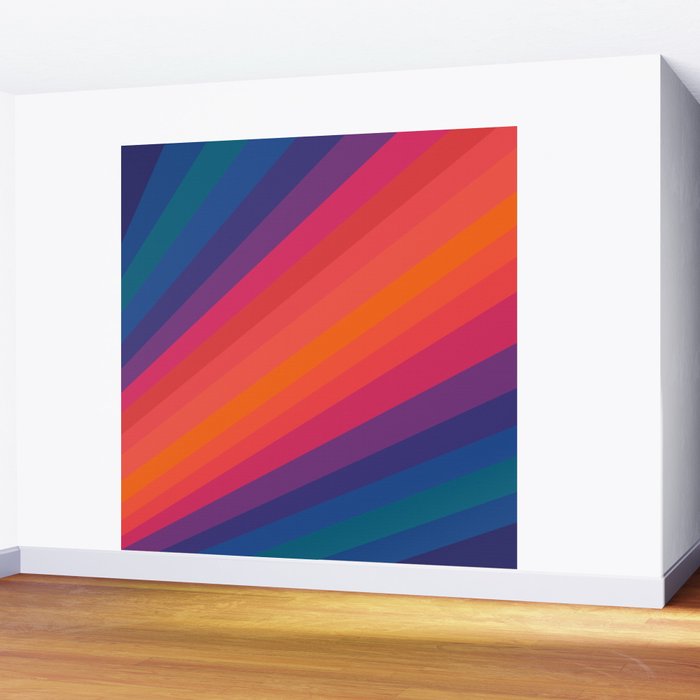 Sacred Geometric Stripes: Retro 80s Edition Wall Mural Gallery Image 2
