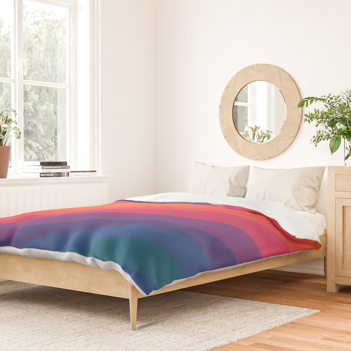 Sacred Geometric Stripes: Retro 80s Edition Duvet Cover Gallery Image 2