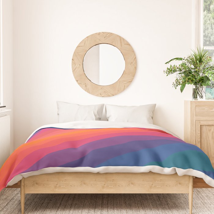 Sacred Geometric Stripes: Retro 80s Edition Duvet Cover Gallery Image 3