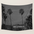 Hollywood Sign, Los Angeles, California black and white photograph / black and white photography Wall Tapestry Gallery Image 4