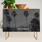 Hollywood Sign, Los Angeles, California black and white photograph / black and white photography Credenza Gallery Image 1