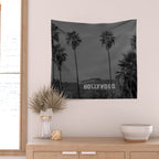 Hollywood Sign, Los Angeles, California black and white photograph / black and white photography Wall Tapestry Gallery Image 2