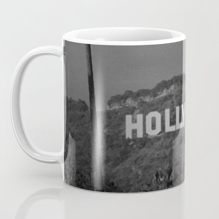 Hollywood Sign, Los Angeles, California black and white photograph / black and white photography Coffee Mug Gallery Image 3