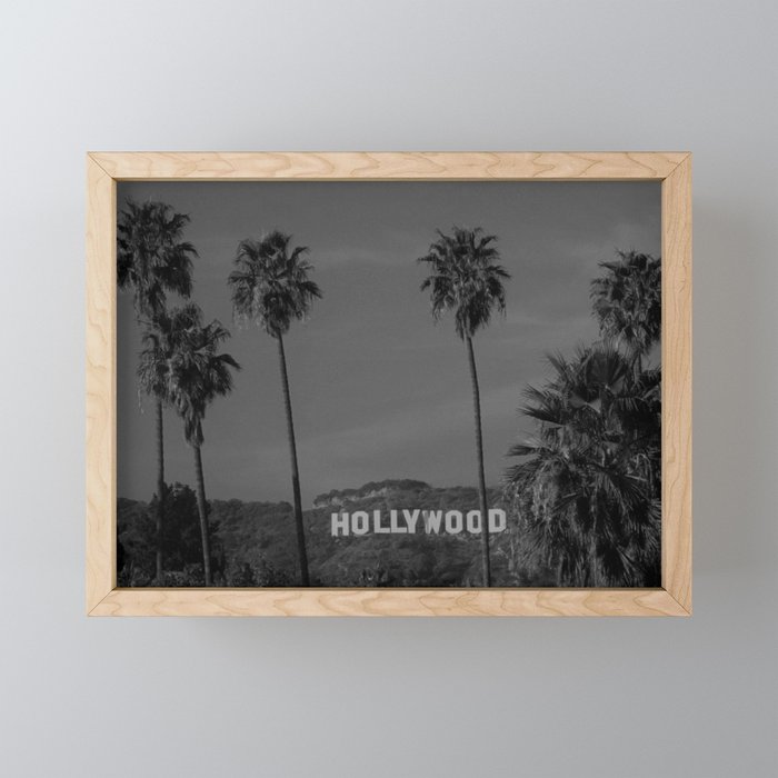 Hollywood Sign, Los Angeles, California black and white photograph / black and white photography Mini Art Print Gallery Image 1