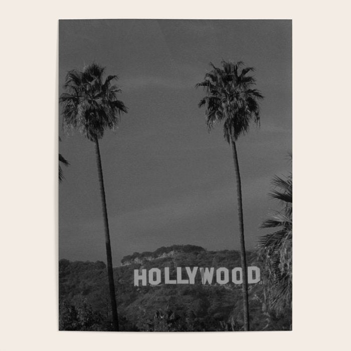 Hollywood Sign, Los Angeles, California black and white photograph / black and white photography Poster Gallery Image 1