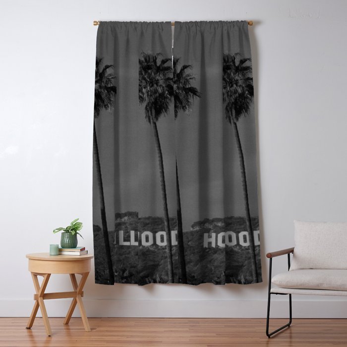Hollywood Sign, Los Angeles, California black and white photograph / black and white photography Window Curtain Gallery Image 5