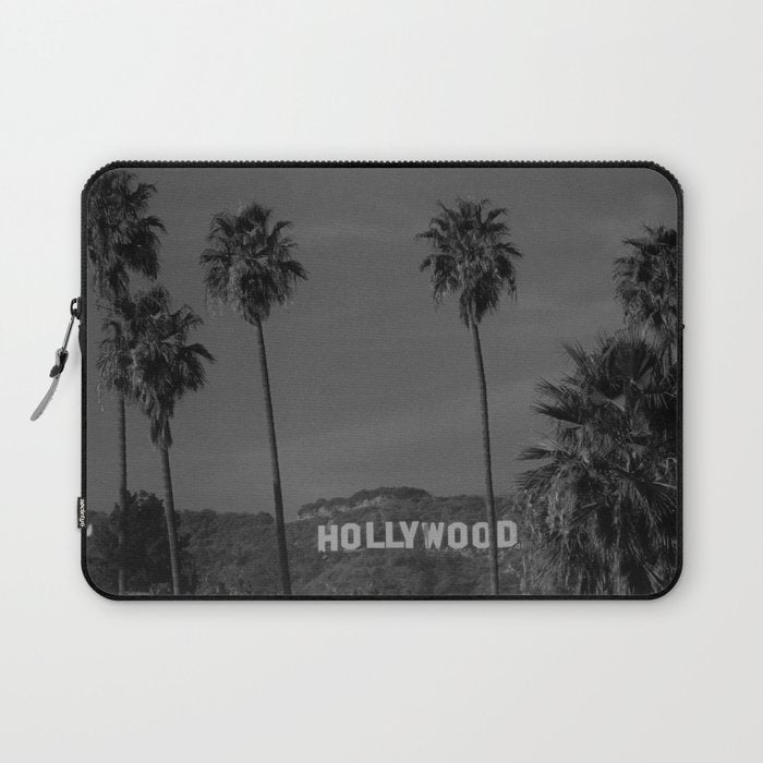 Hollywood Sign, Los Angeles, California black and white photograph / black and white photography Laptop Sleeve Gallery Image 1
