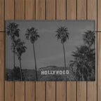 Hollywood Sign, Los Angeles, California black and white photograph / black and white photography Outdoor Rug Gallery Image 1