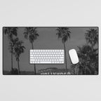 Hollywood Sign, Los Angeles, California black and white photograph / black and white photography Desk Mat Gallery Image 1