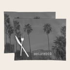 Hollywood Sign, Los Angeles, California black and white photograph / black and white photography Placemat Gallery Image 1