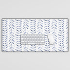 Indigo cuteness - watercolor abstract herringbone Desk Mat Gallery Image 1