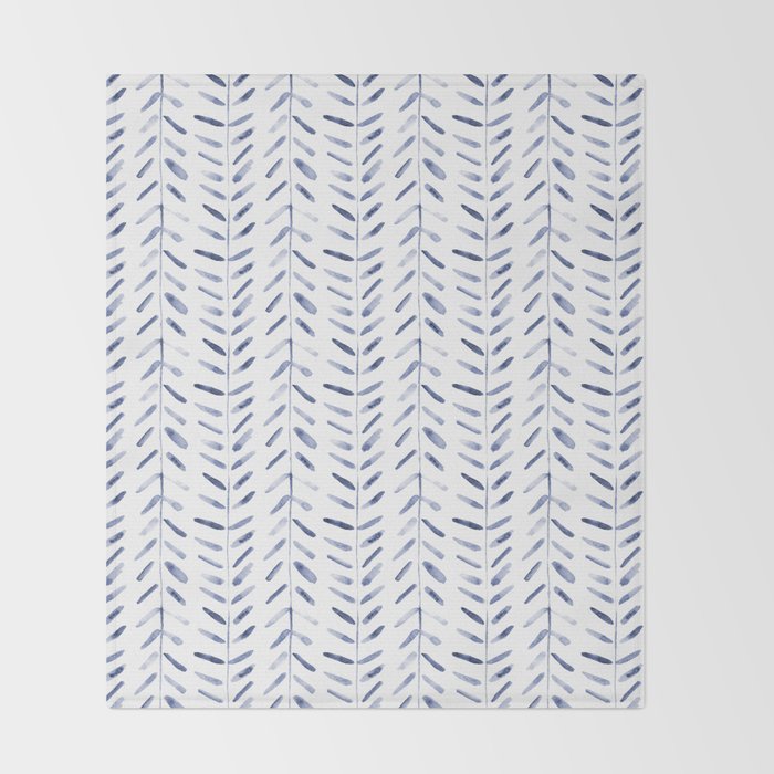 Indigo cuteness - watercolor abstract herringbone Throw Blanket Gallery Image 2