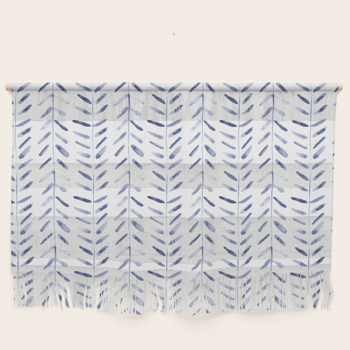 Indigo cuteness - watercolor abstract herringbone Wall Hanging Gallery Image 1