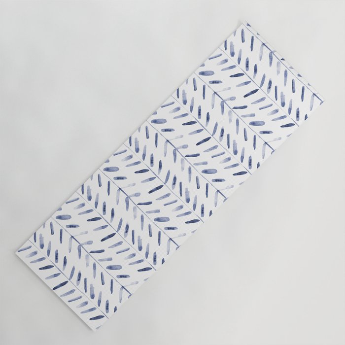 Indigo cuteness - watercolor abstract herringbone Yoga Mat Gallery Image 1