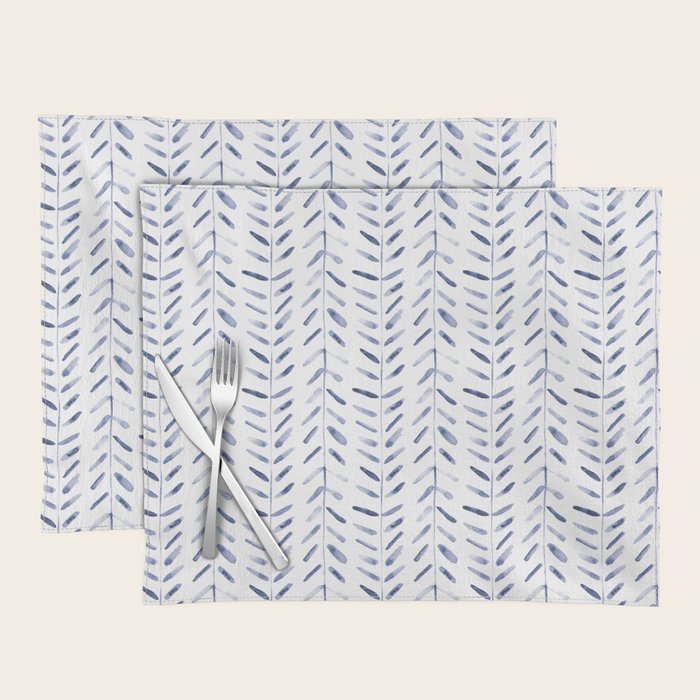 Indigo cuteness - watercolor abstract herringbone Placemat Gallery Image 1